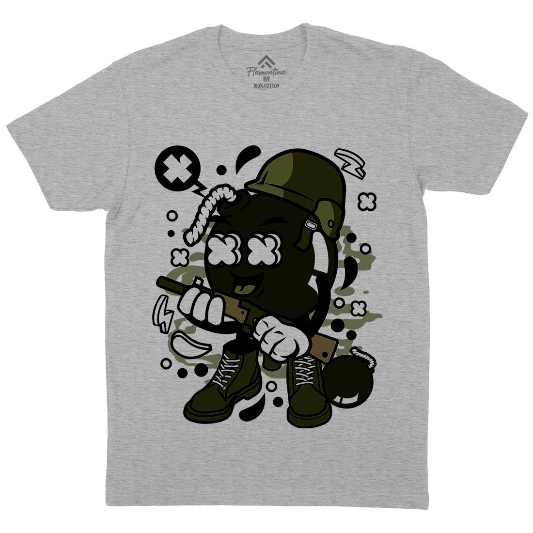 Soldier Bomb Mens Organic Crew Neck T-Shirt Army C252