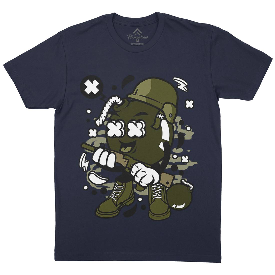 Soldier Bomb Mens Organic Crew Neck T-Shirt Army C252
