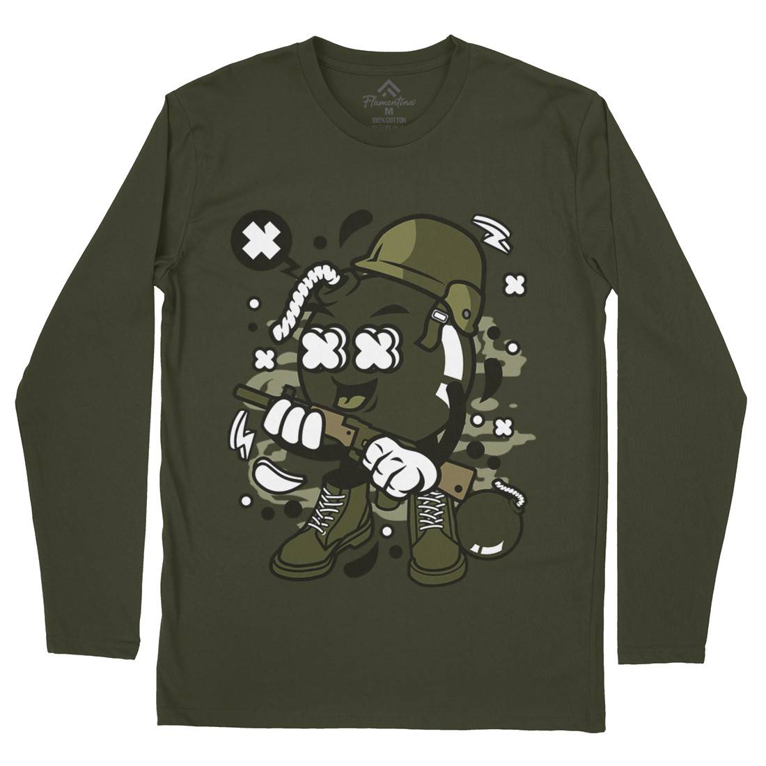 Soldier Bomb Mens Long Sleeve T-Shirt Army C252