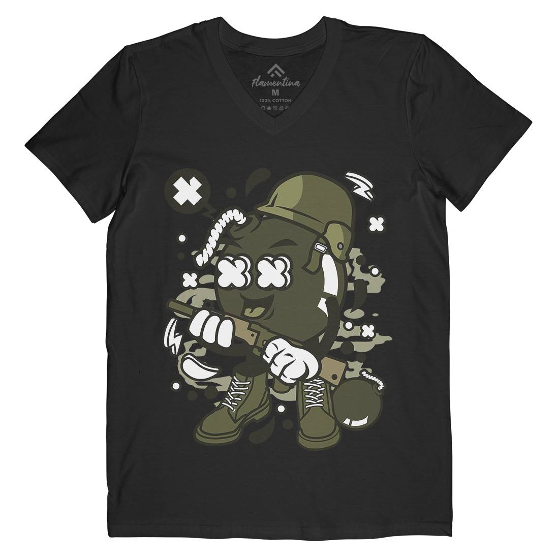 Soldier Bomb Mens V-Neck T-Shirt Army C252