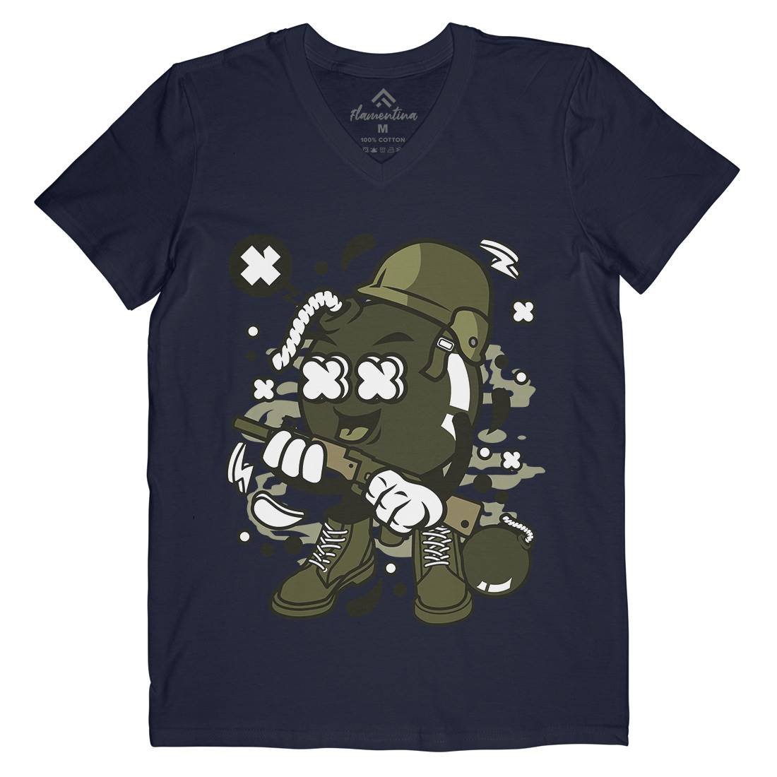 Soldier Bomb Mens Organic V-Neck T-Shirt Army C252