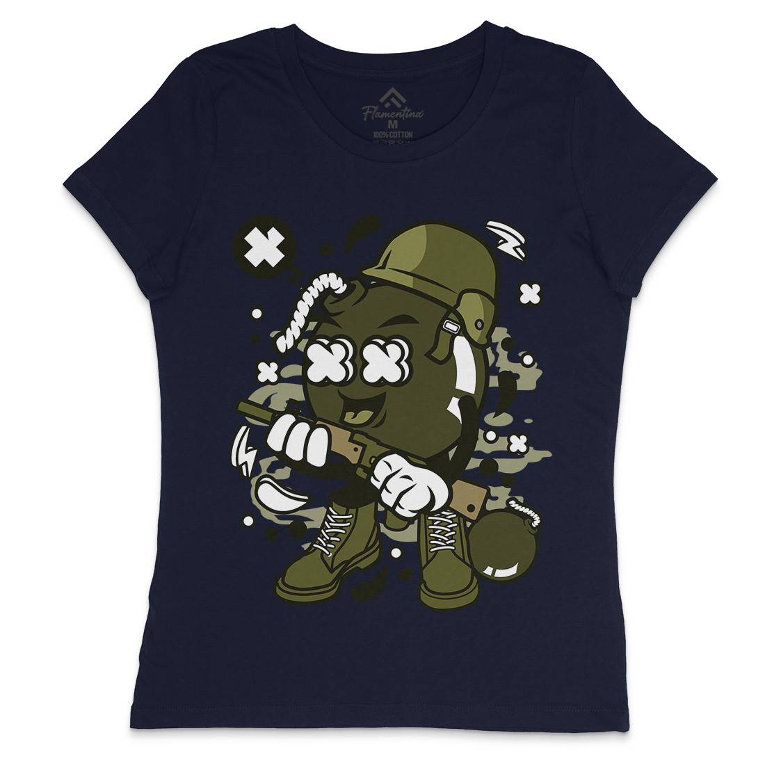 Soldier Bomb Womens Crew Neck T-Shirt Army C252