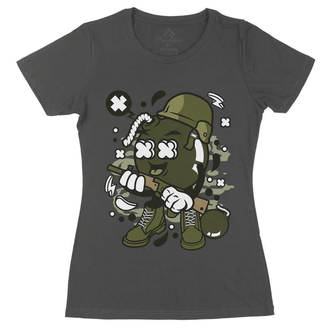 Soldier Bomb Womens Organic Crew Neck T-Shirt Army C252