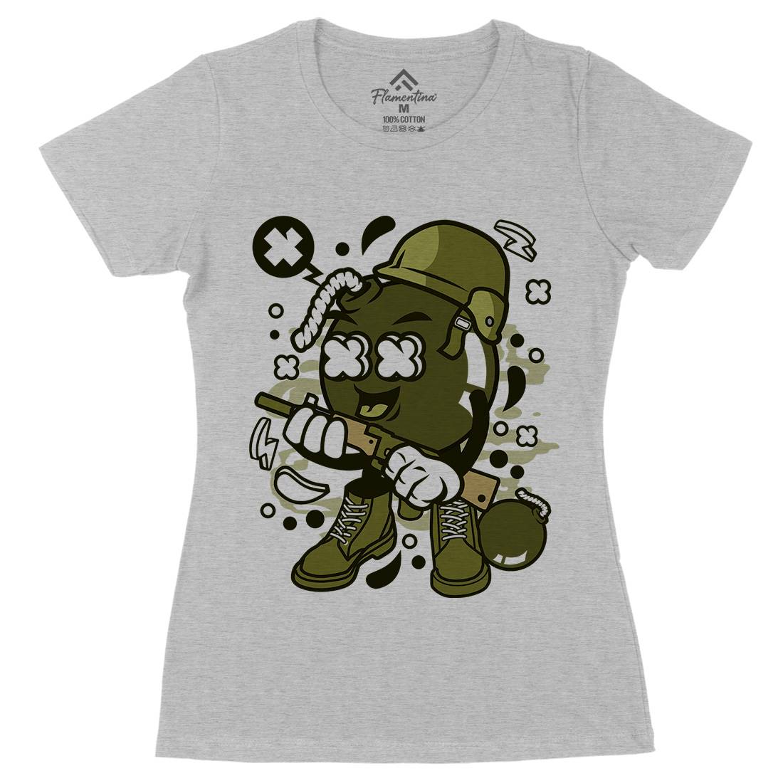 Soldier Bomb Womens Organic Crew Neck T-Shirt Army C252