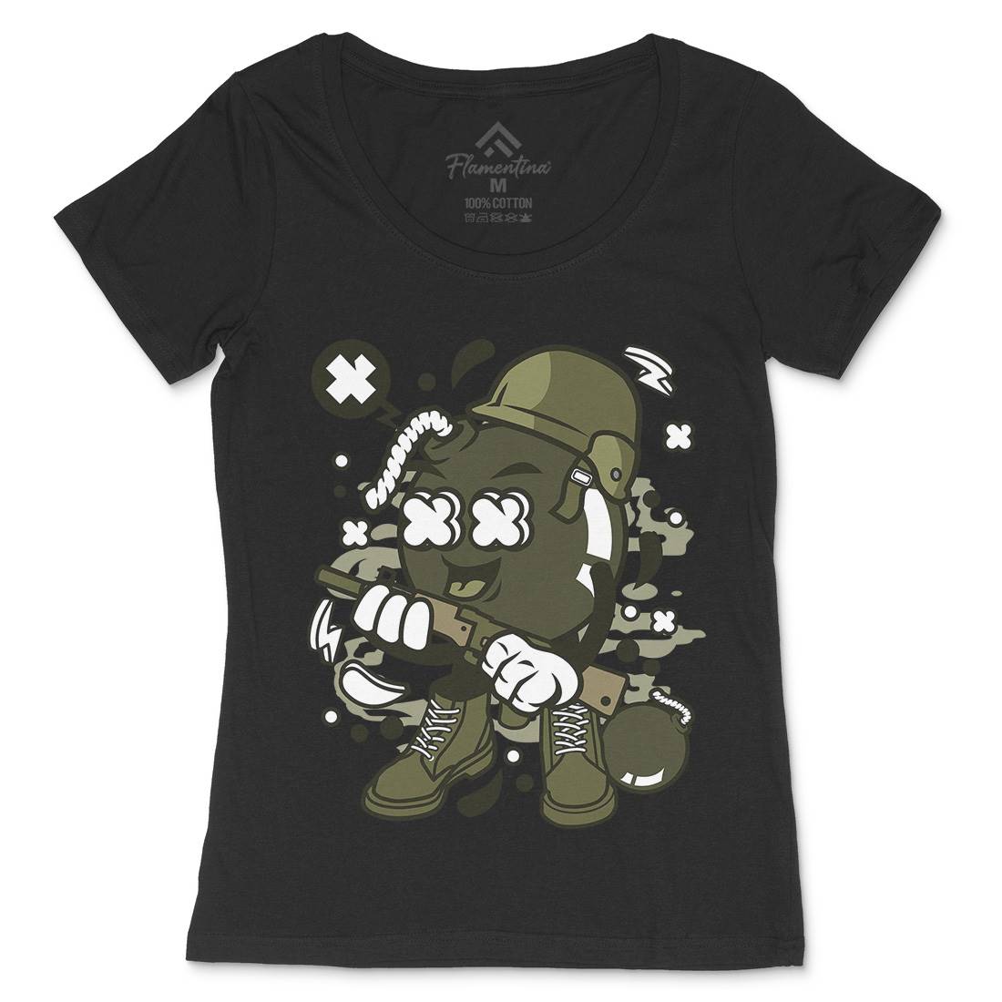 Soldier Bomb Womens Scoop Neck T-Shirt Army C252