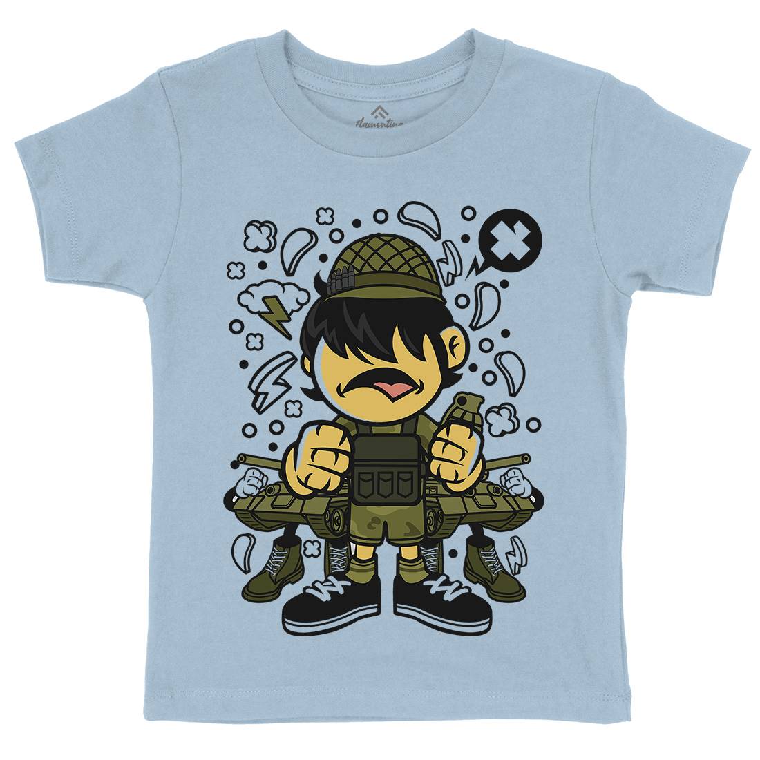 Soldier Kid Kids Crew Neck T-Shirt Army C253