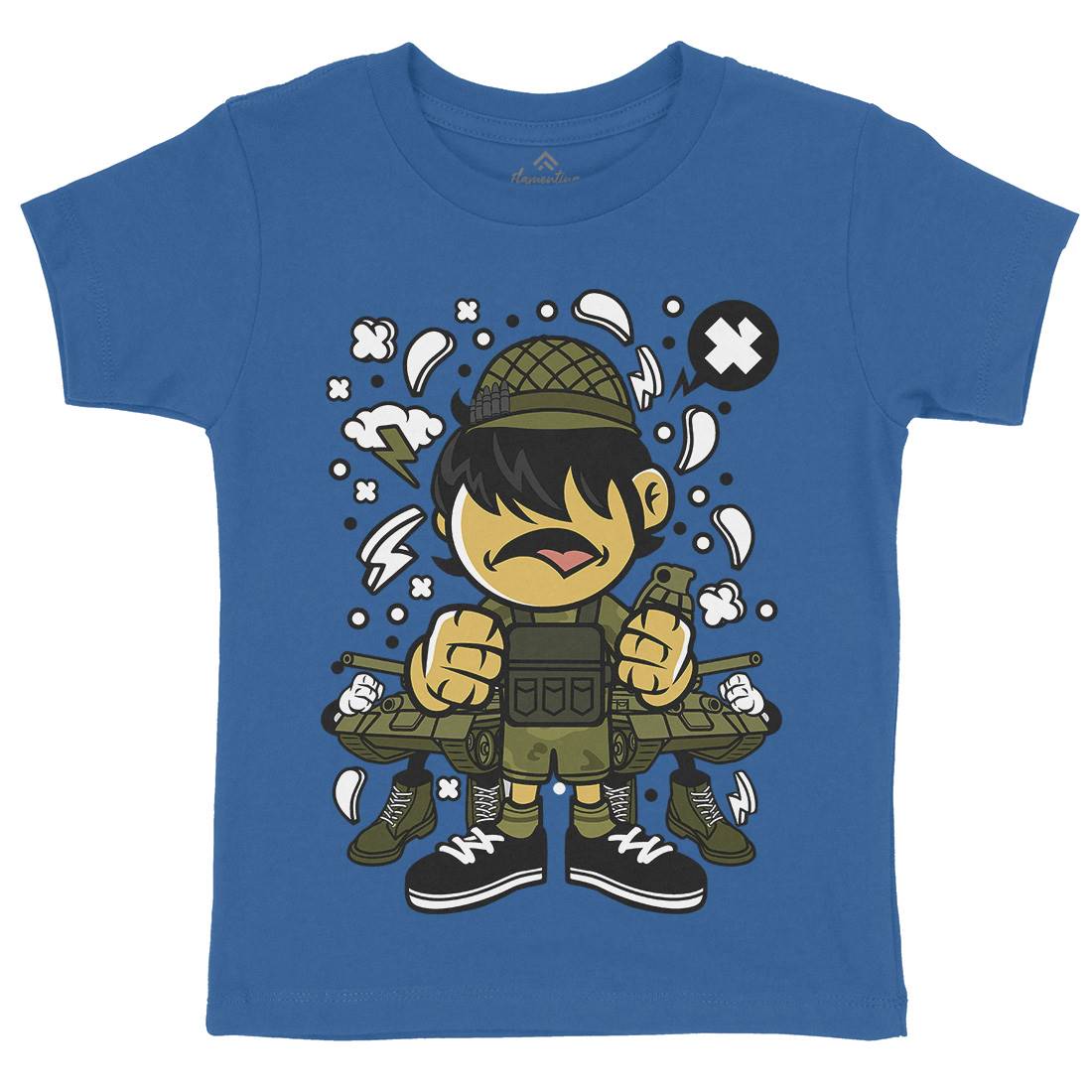 Soldier Kid Kids Crew Neck T-Shirt Army C253