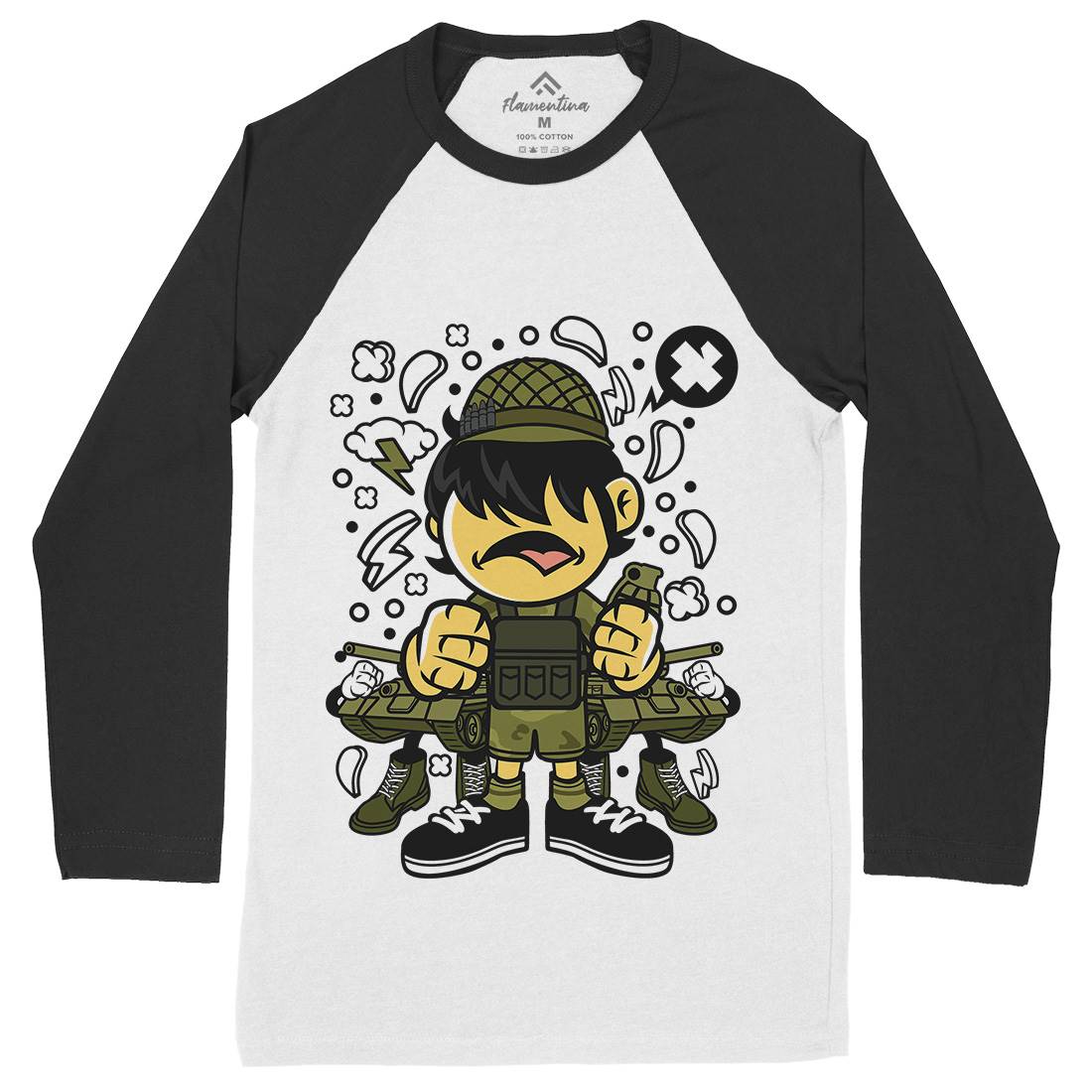 Soldier Kid Mens Long Sleeve Baseball T-Shirt Army C253