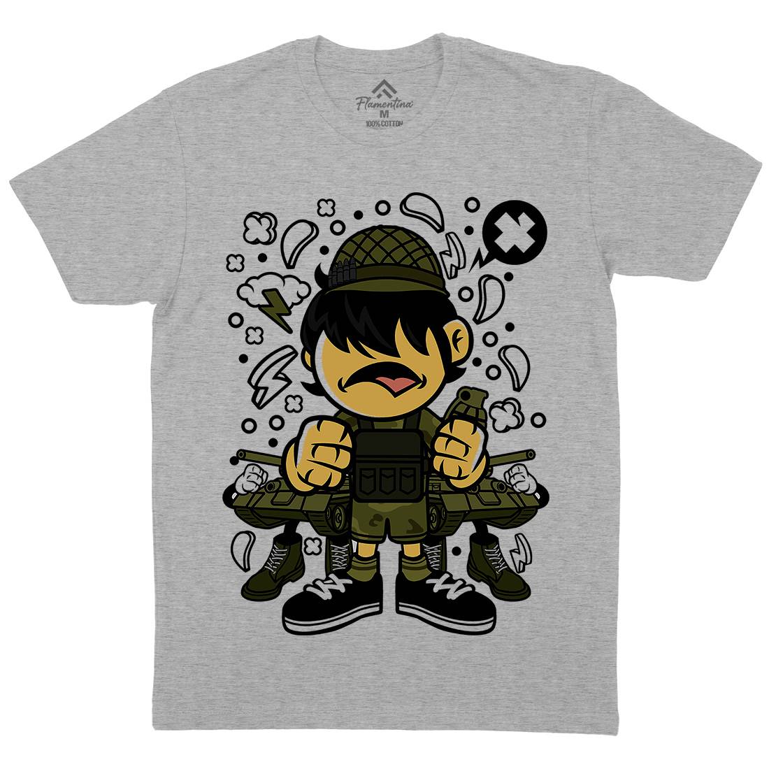 Soldier Kid Mens Organic Crew Neck T-Shirt Army C253