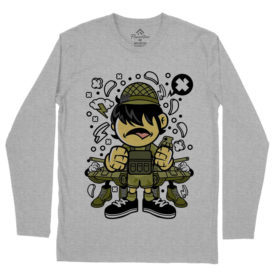 Soldier Kid Mens Long Sleeve T-Shirt Army C253