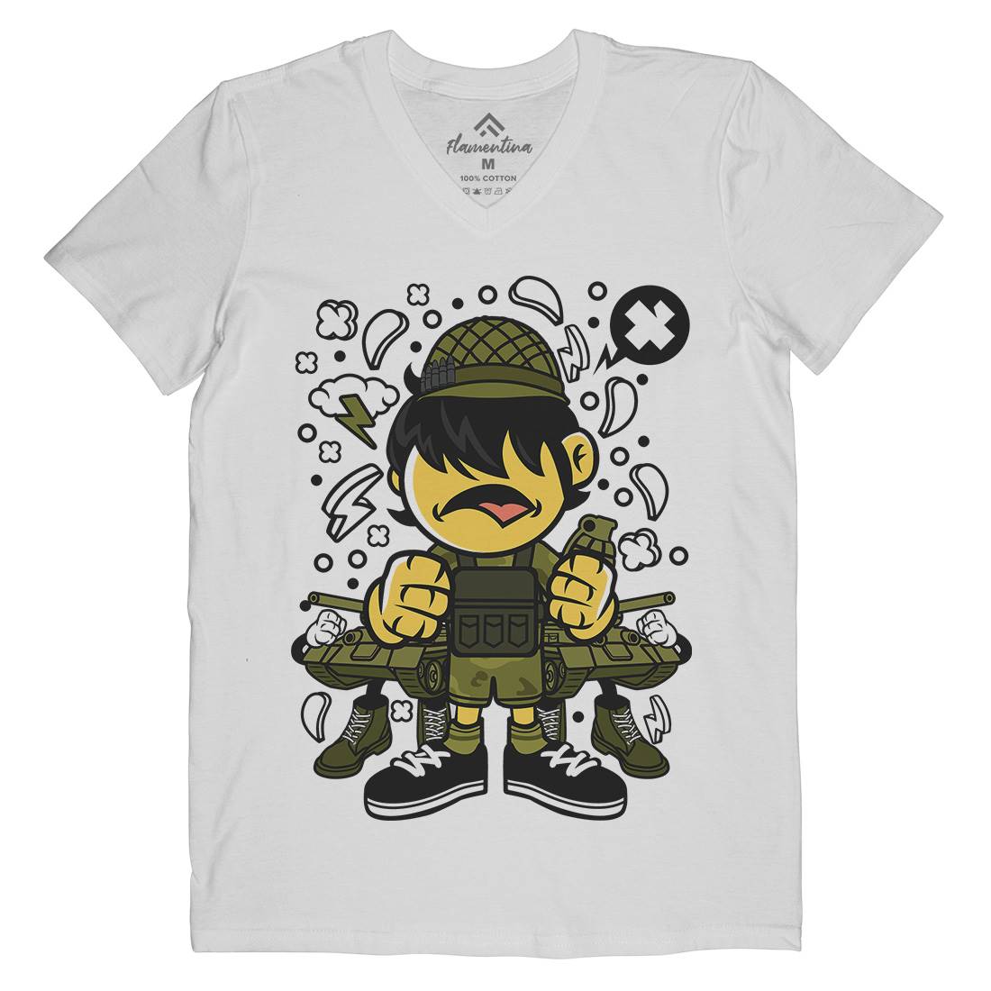 Soldier Kid Mens V-Neck T-Shirt Army C253