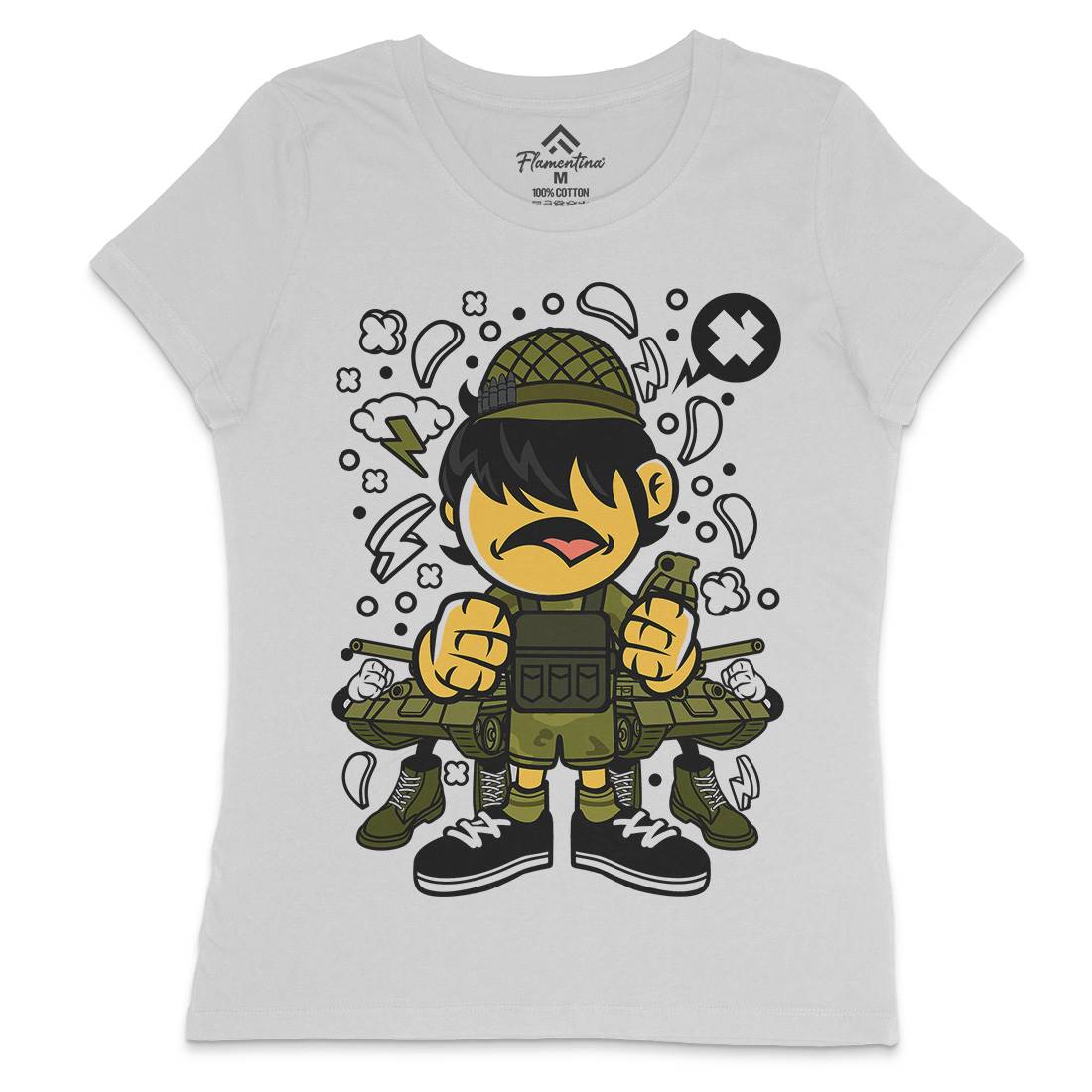 Soldier Kid Womens Crew Neck T-Shirt Army C253