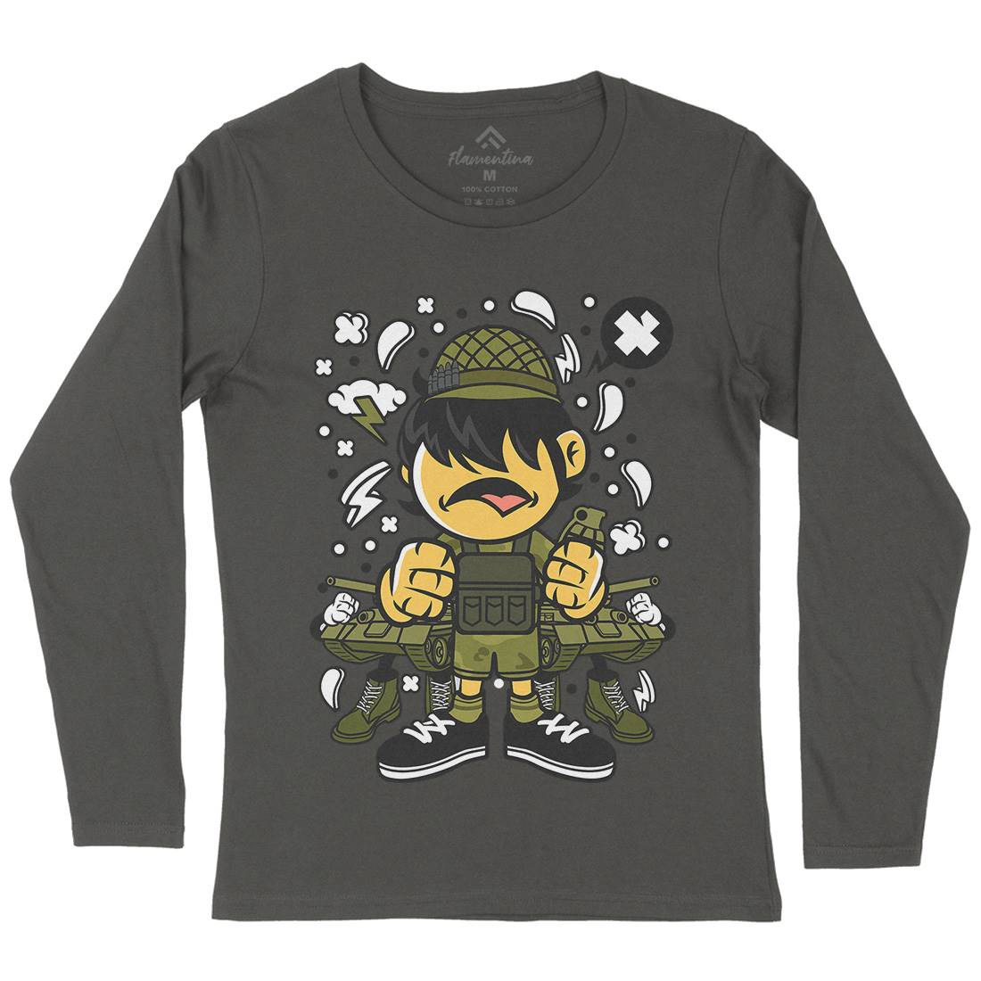 Soldier Kid Womens Long Sleeve T-Shirt Army C253