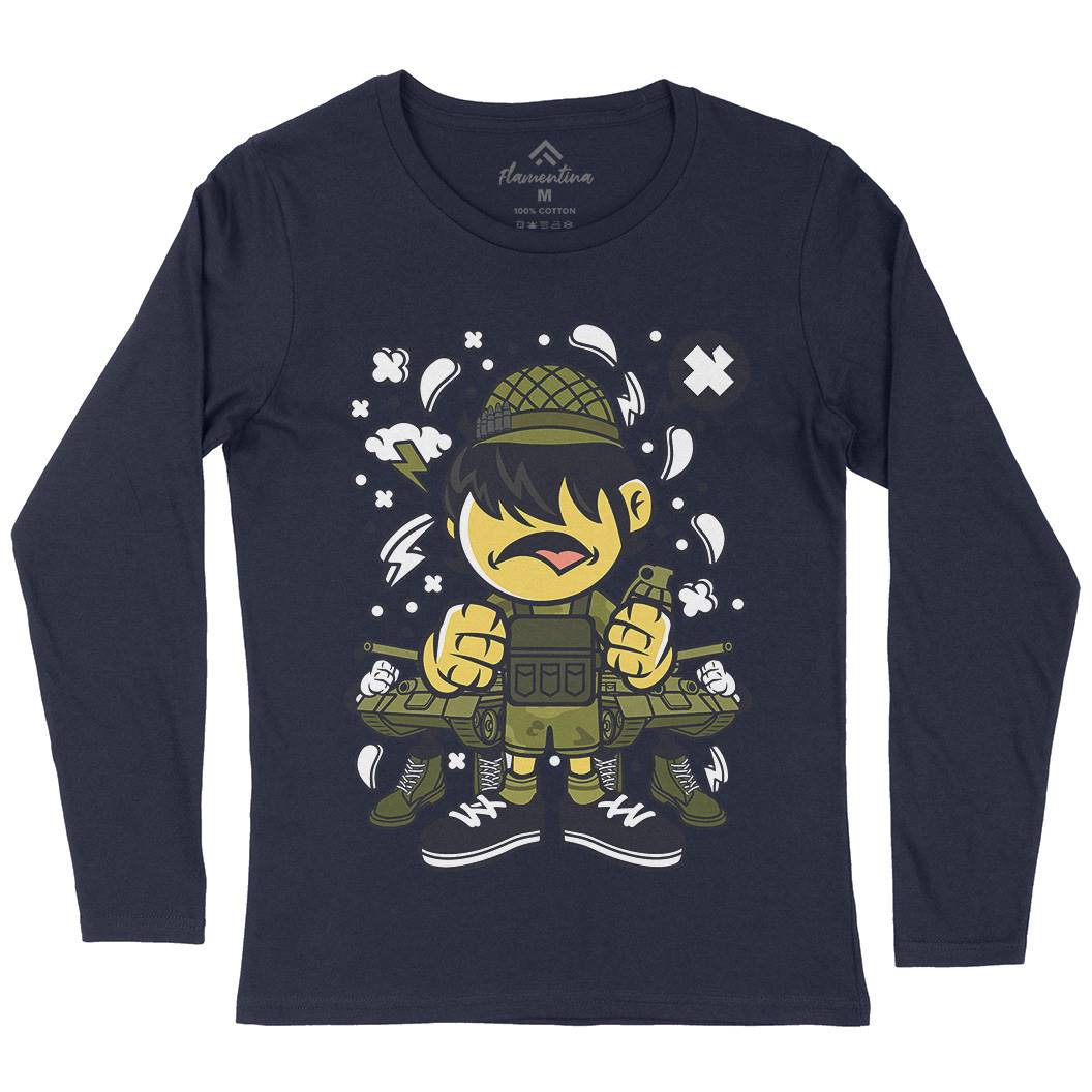 Soldier Kid Womens Long Sleeve T-Shirt Army C253