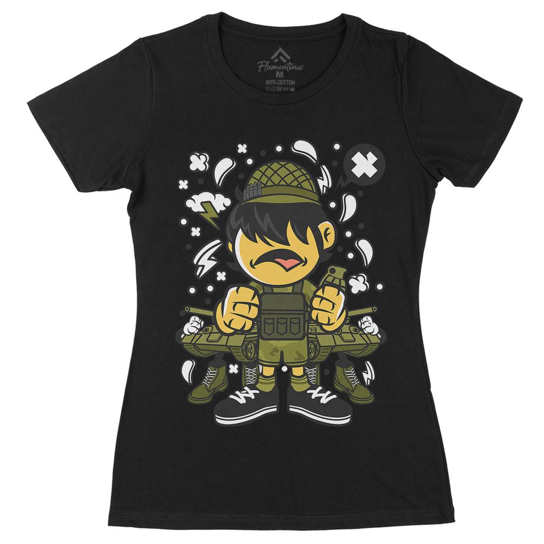 Soldier Kid Womens Organic Crew Neck T-Shirt Army C253