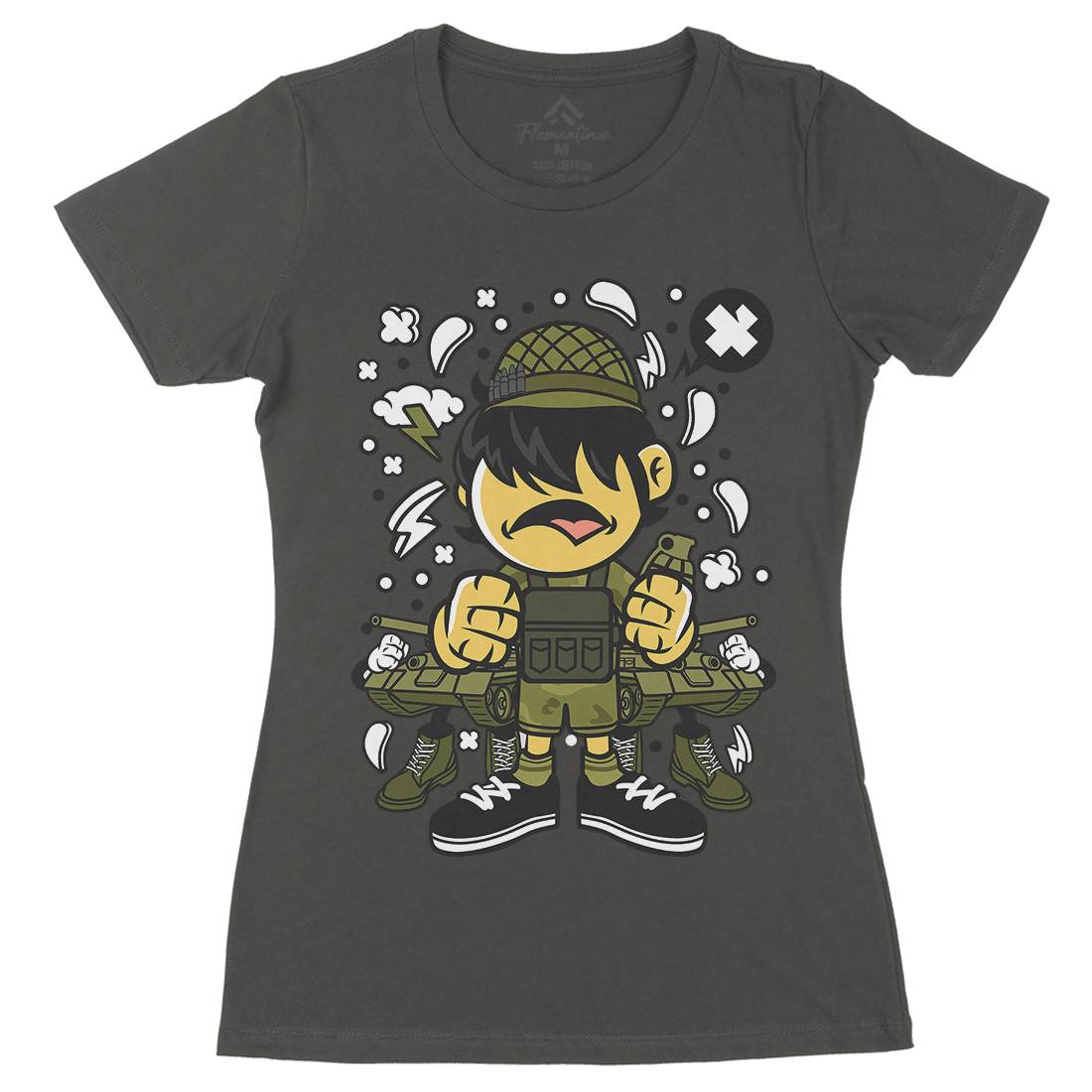 Soldier Kid Womens Organic Crew Neck T-Shirt Army C253