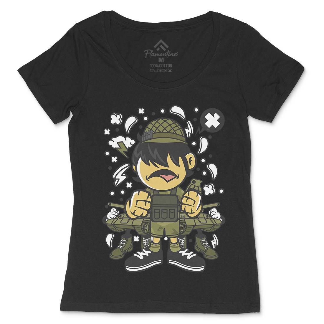 Soldier Kid Womens Scoop Neck T-Shirt Army C253