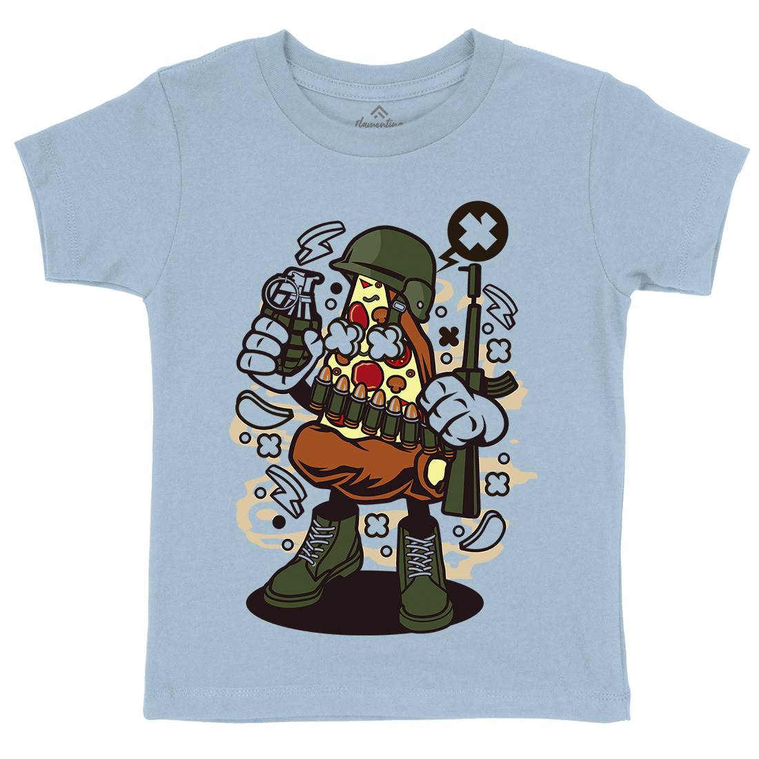 Soldier Pizza Kids Organic Crew Neck T-Shirt Army C254