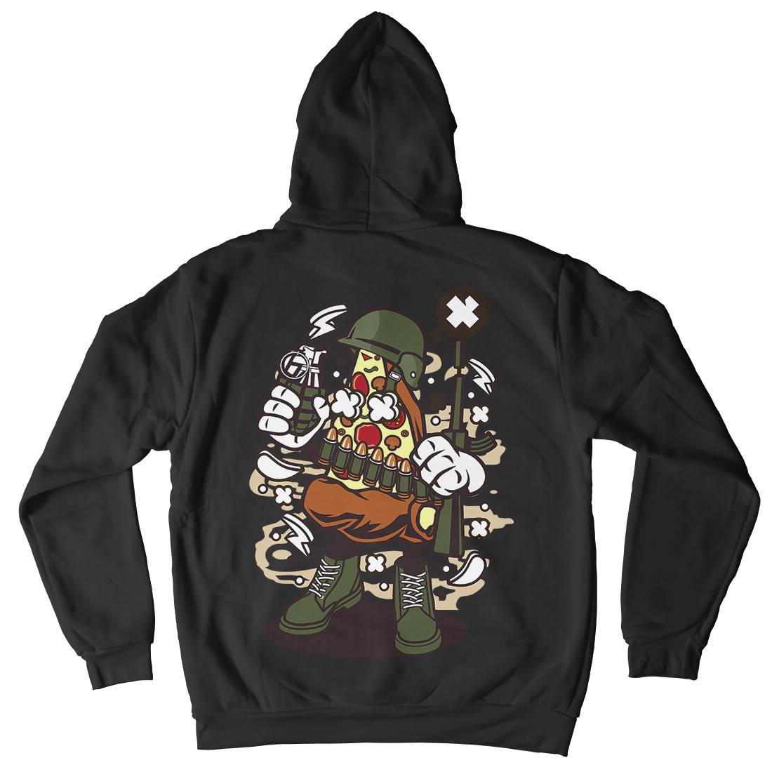 Soldier Pizza Mens Hoodie With Pocket Army C254