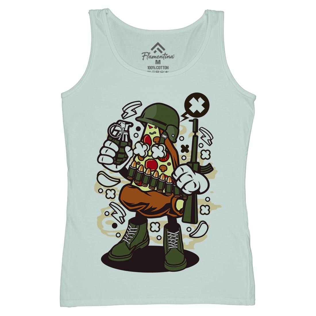 Soldier Pizza Womens Organic Tank Top Vest Army C254