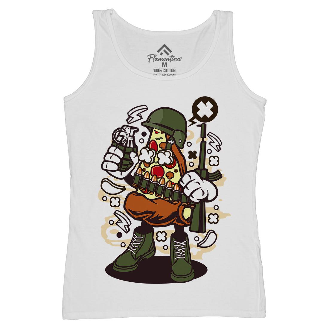 Soldier Pizza Womens Organic Tank Top Vest Army C254