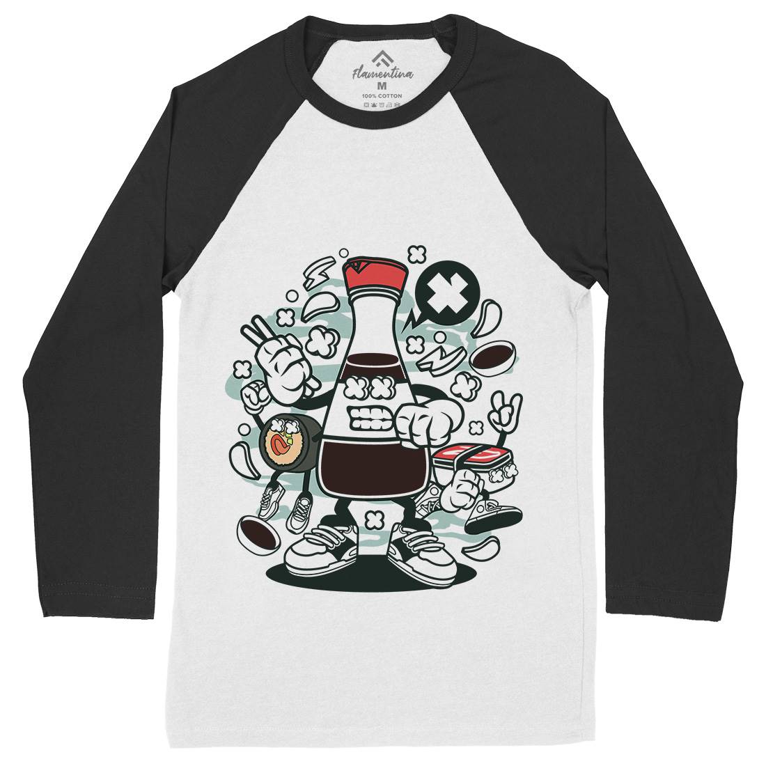 Soy Sauce Mens Long Sleeve Baseball T-Shirt Food C255