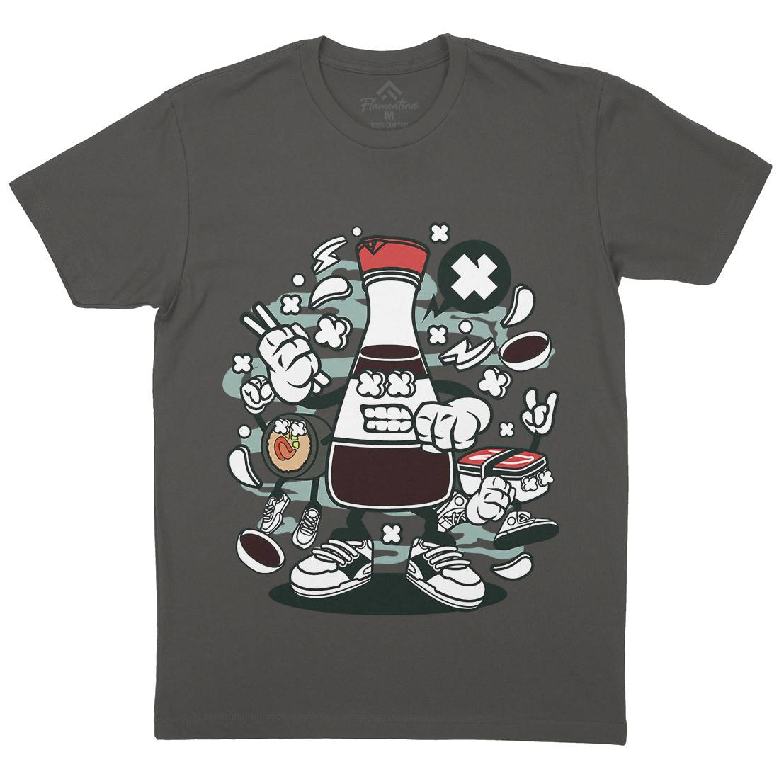 Soy Sauce Mens Organic Crew Neck T-Shirt Food C255