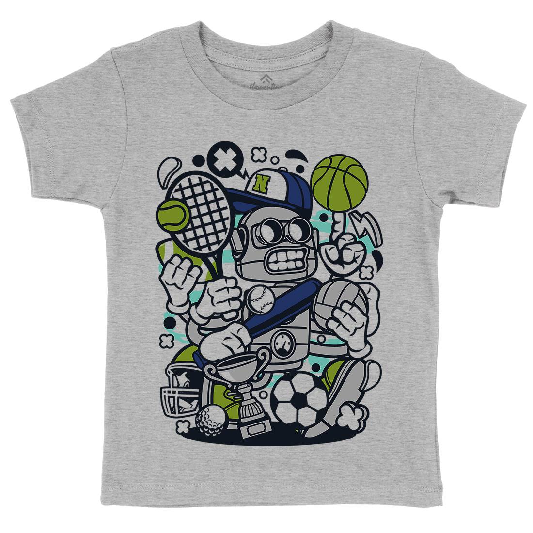 Sports Robot Kids Crew Neck T-Shirt Sport C258
