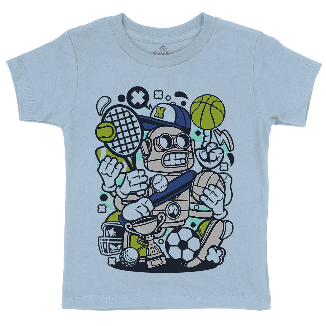 Sports Robot Kids Organic Crew Neck T-Shirt Sport C258