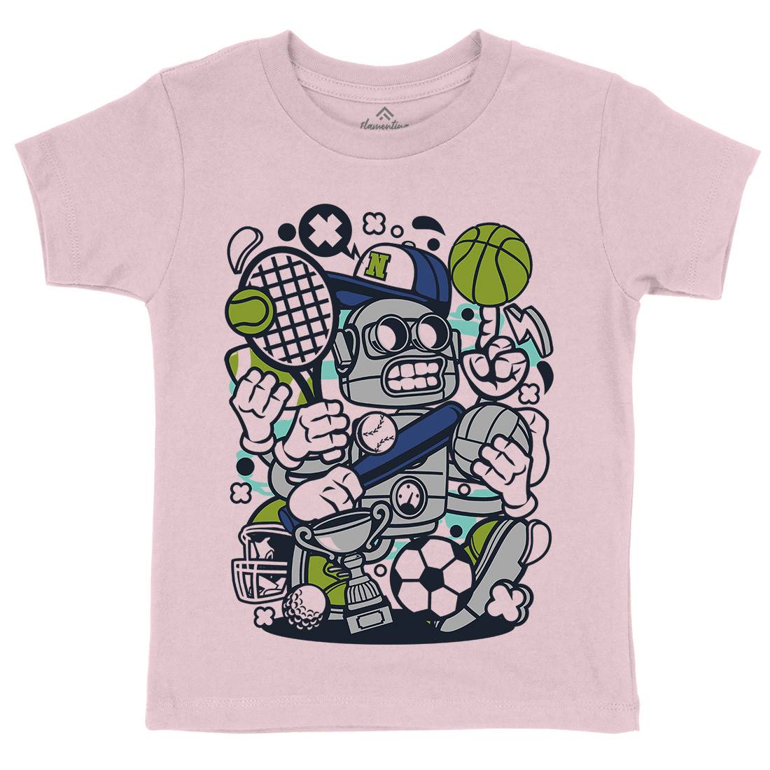 Sports Robot Kids Crew Neck T-Shirt Sport C258