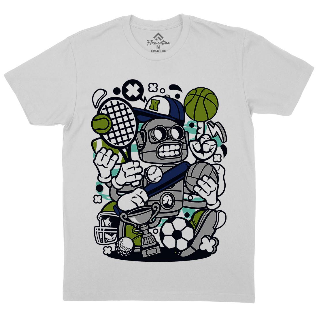 Sports Robot Mens Crew Neck T-Shirt Sport C258