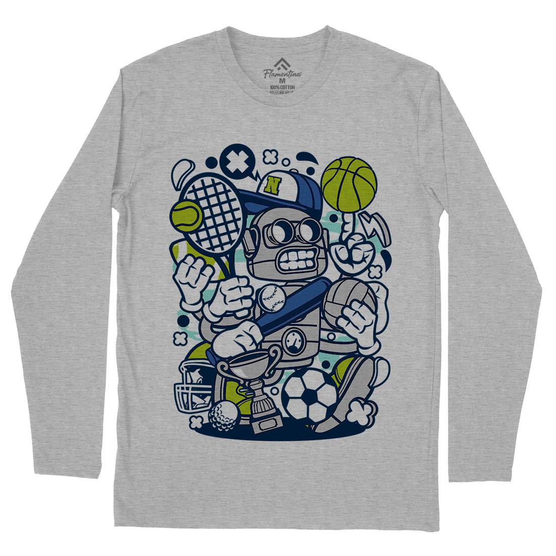 Sports Robot Mens Long Sleeve T-Shirt Sport C258