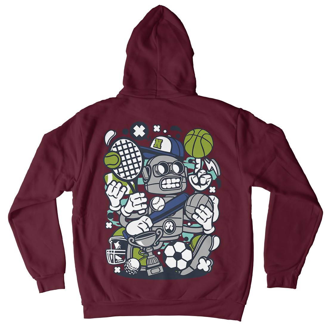 Sports Robot Kids Crew Neck Hoodie Sport C258