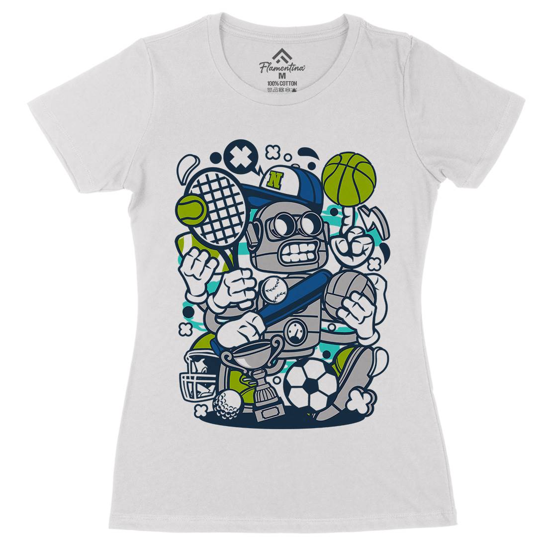 Sports Robot Womens Organic Crew Neck T-Shirt Sport C258