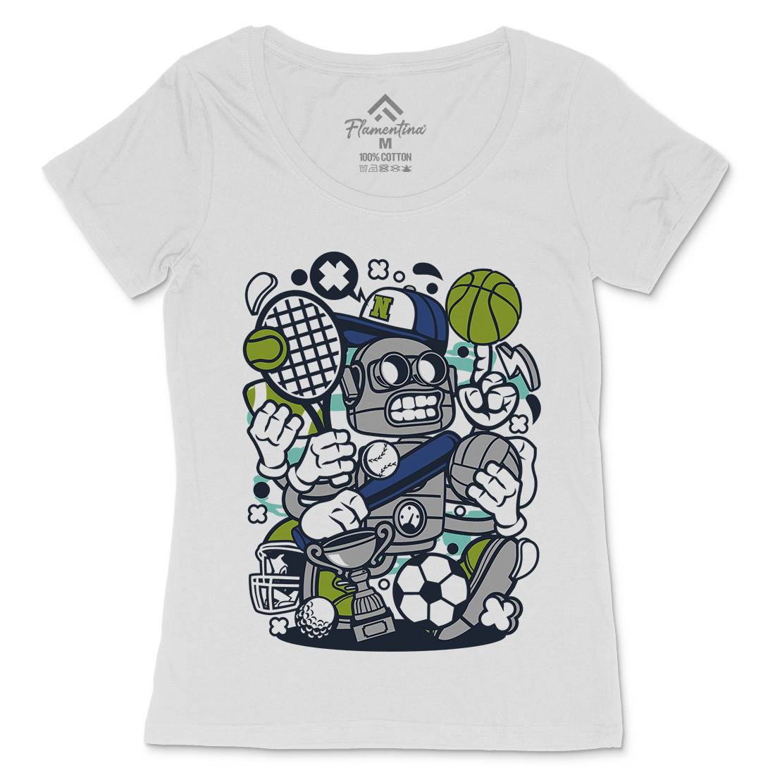 Sports Robot Womens Scoop Neck T-Shirt Sport C258