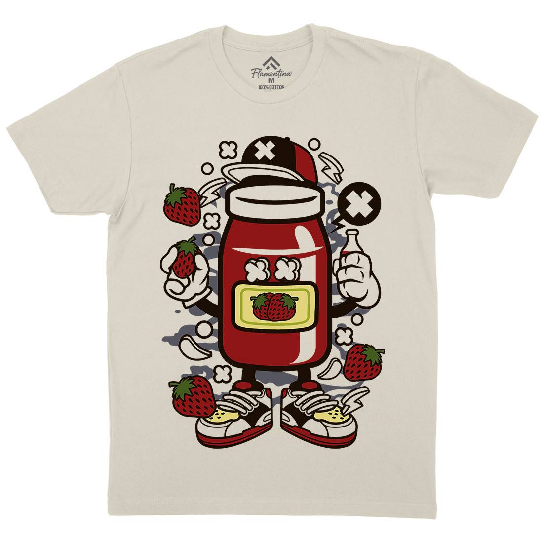 Strawberry Jam Mens Organic Crew Neck T-Shirt Food C261