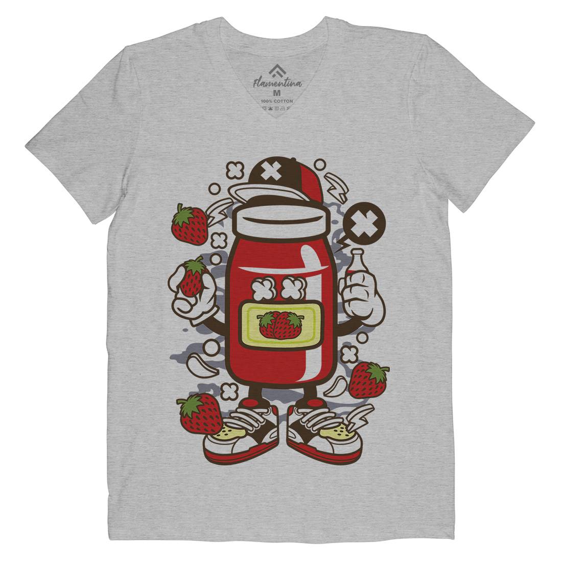 Strawberry Jam Mens V-Neck T-Shirt Food C261