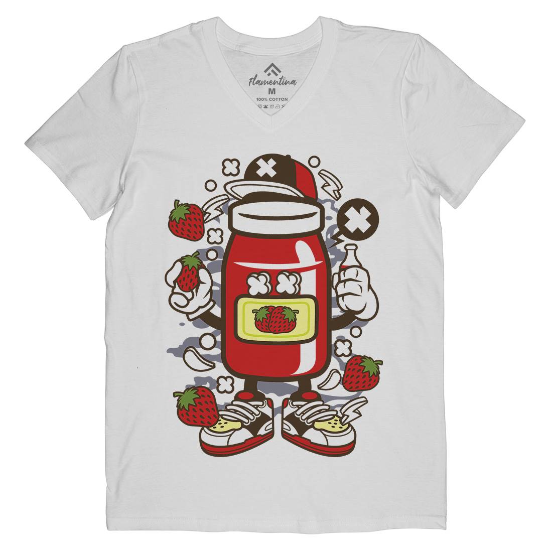 Strawberry Jam Mens Organic V-Neck T-Shirt Food C261