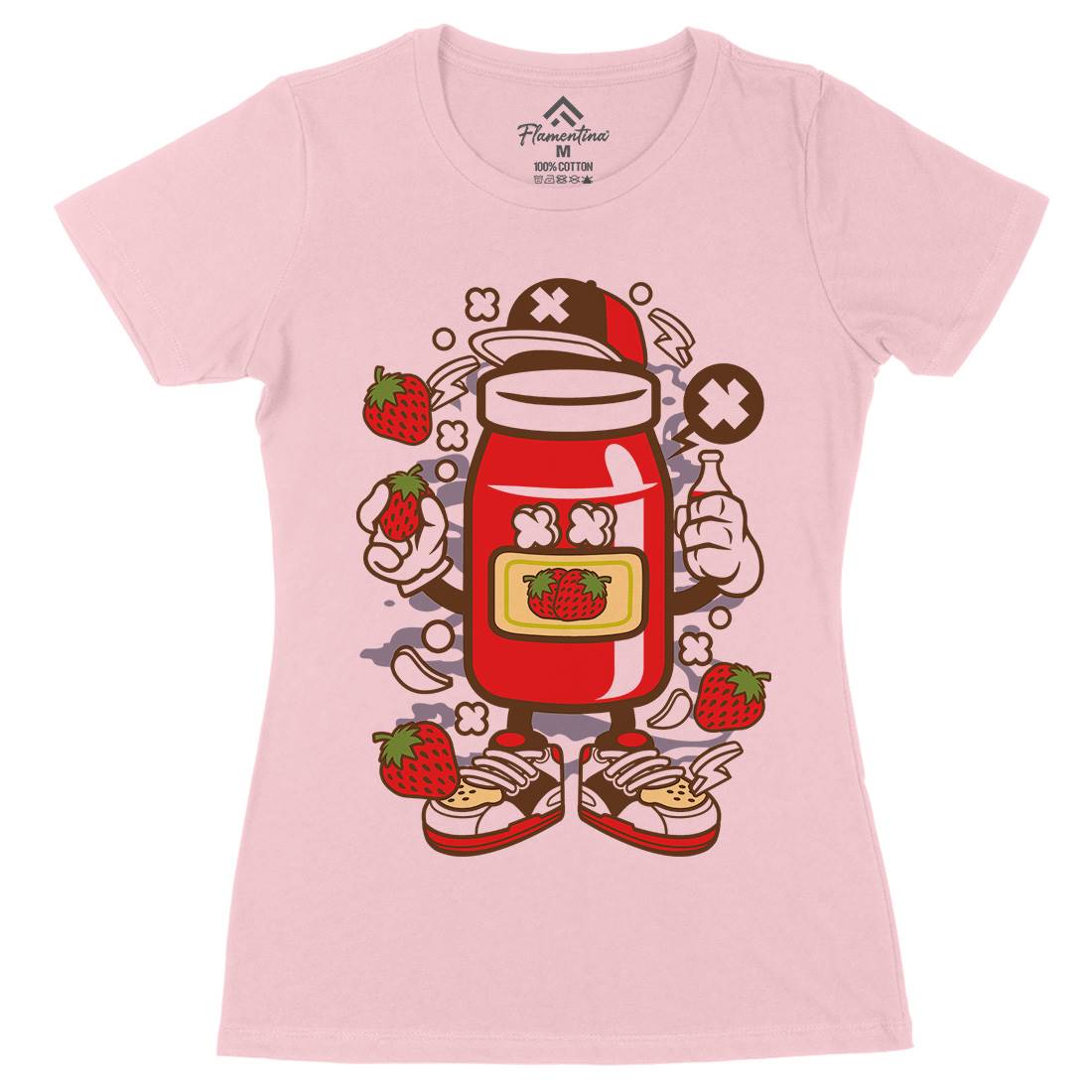 Strawberry Jam Womens Organic Crew Neck T-Shirt Food C261
