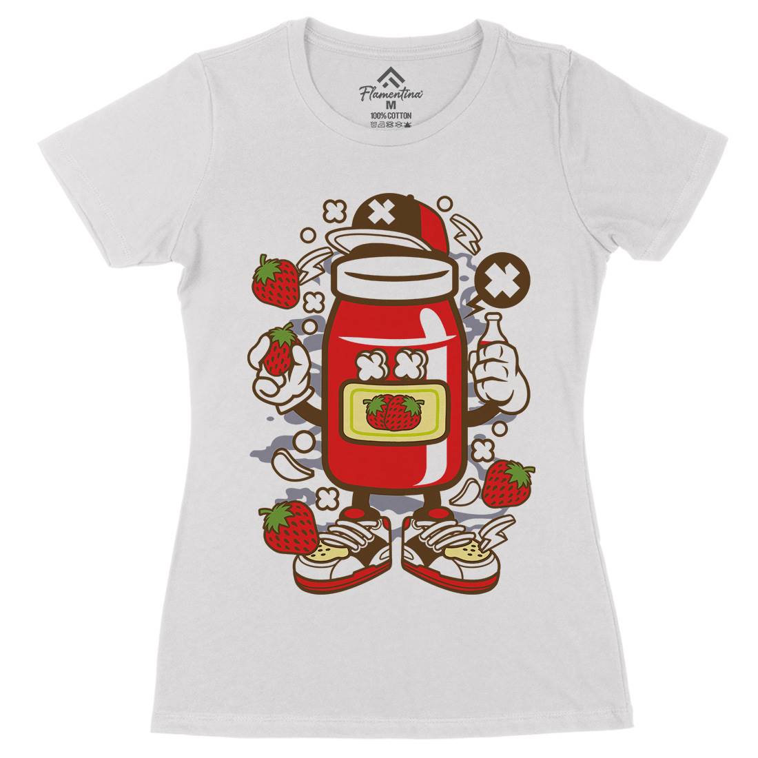 Strawberry Jam Womens Organic Crew Neck T-Shirt Food C261