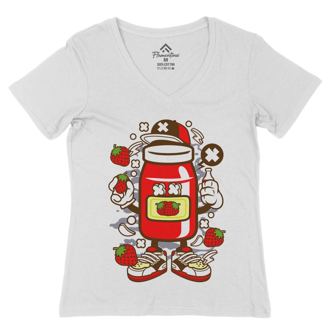 Strawberry Jam Womens Organic V-Neck T-Shirt Food C261