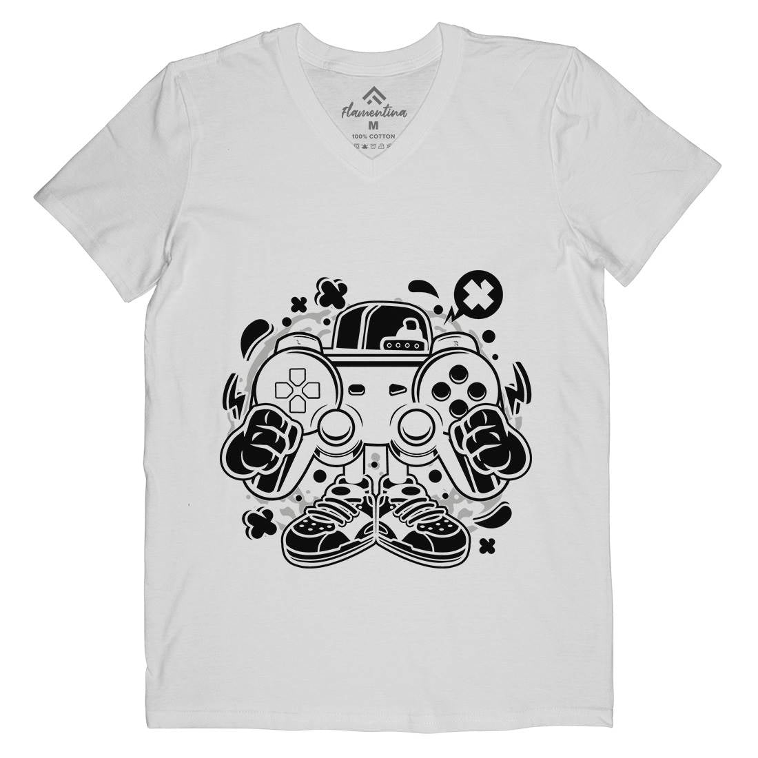 Street Gamer Mens Organic V-Neck T-Shirt Geek C262