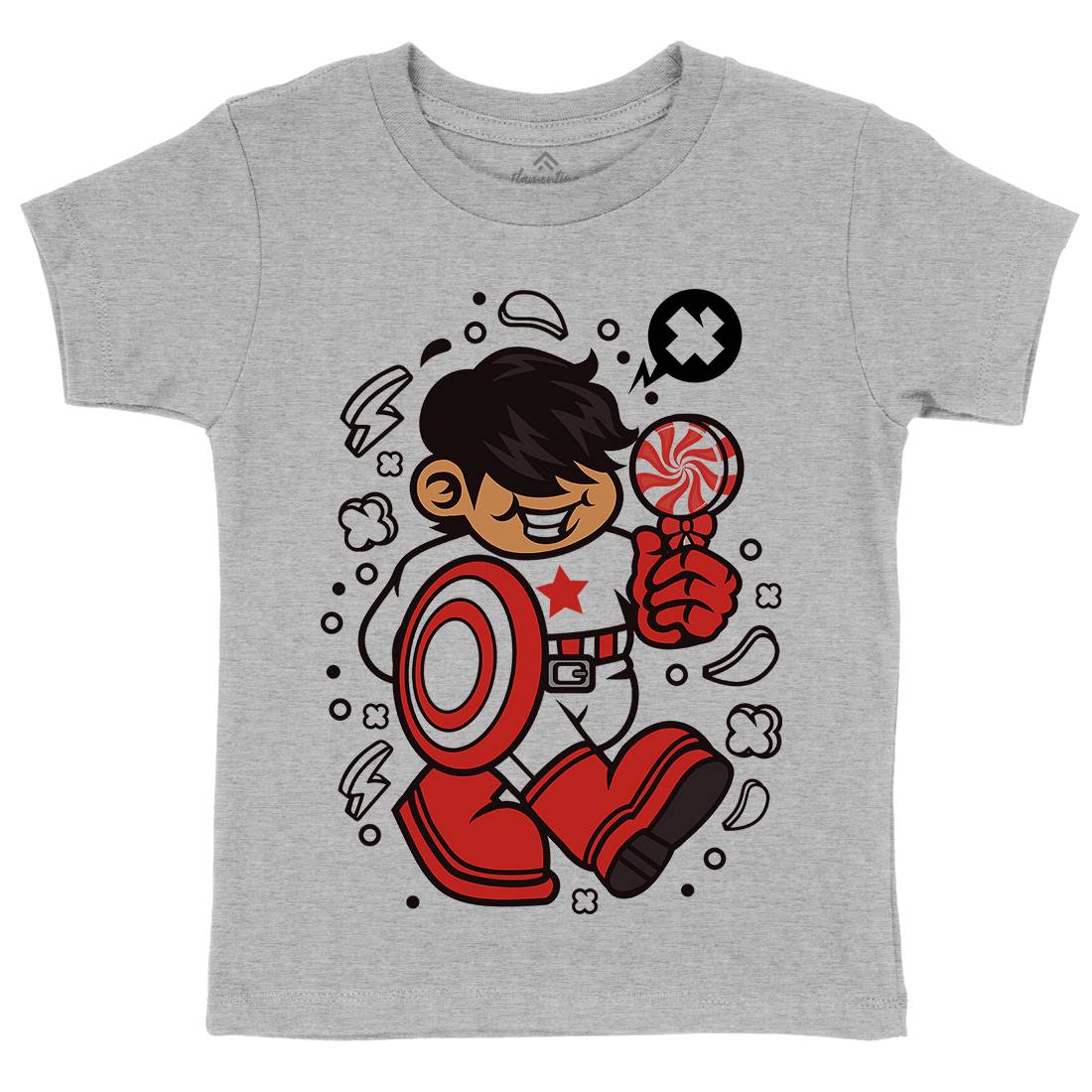 Superhero American Kid Kids Crew Neck T-Shirt Geek C263