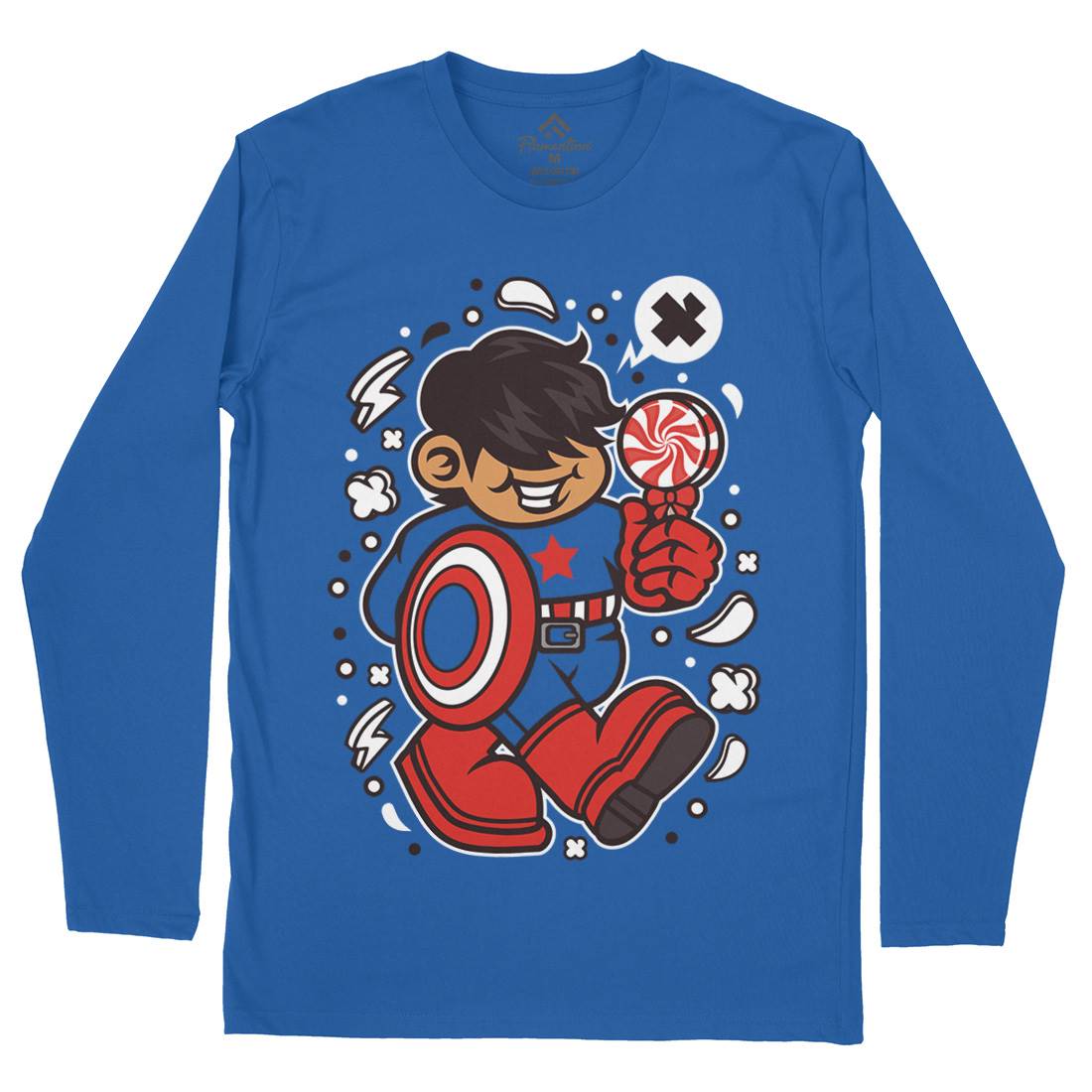 Superhero American Kid Mens Long Sleeve T-Shirt Geek C263