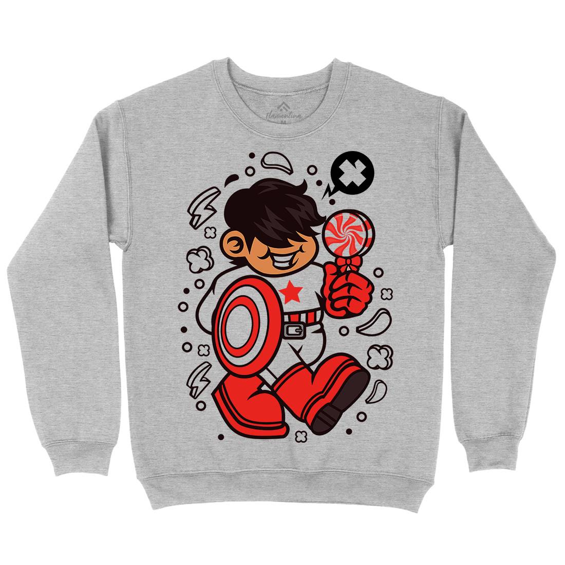 Superhero American Kid Mens Crew Neck Sweatshirt Geek C263