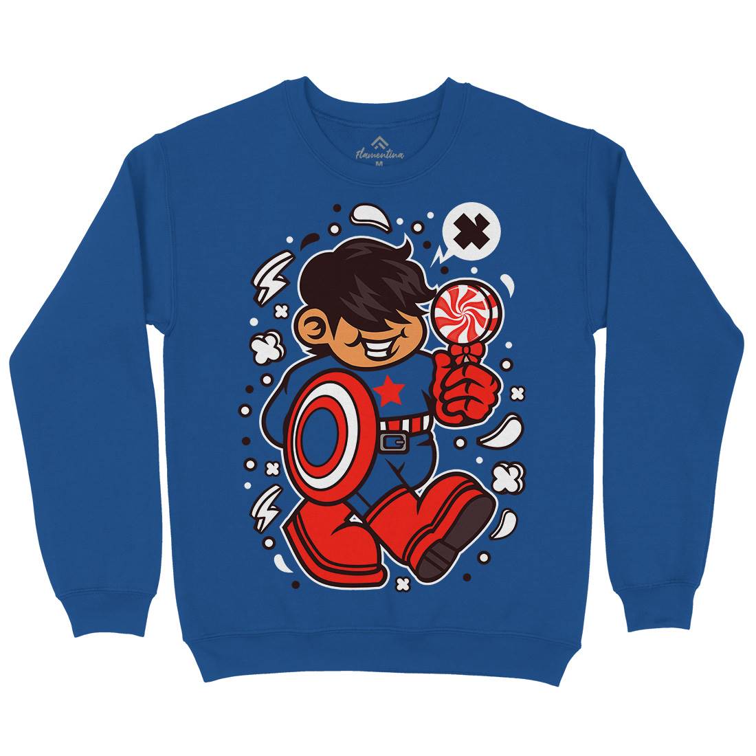 Superhero American Kid Mens Crew Neck Sweatshirt Geek C263