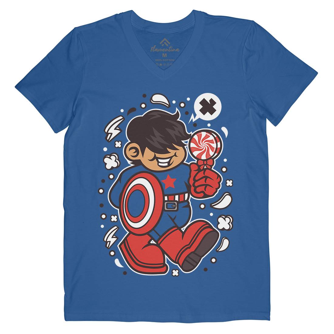 Superhero American Kid Mens V-Neck T-Shirt Geek C263