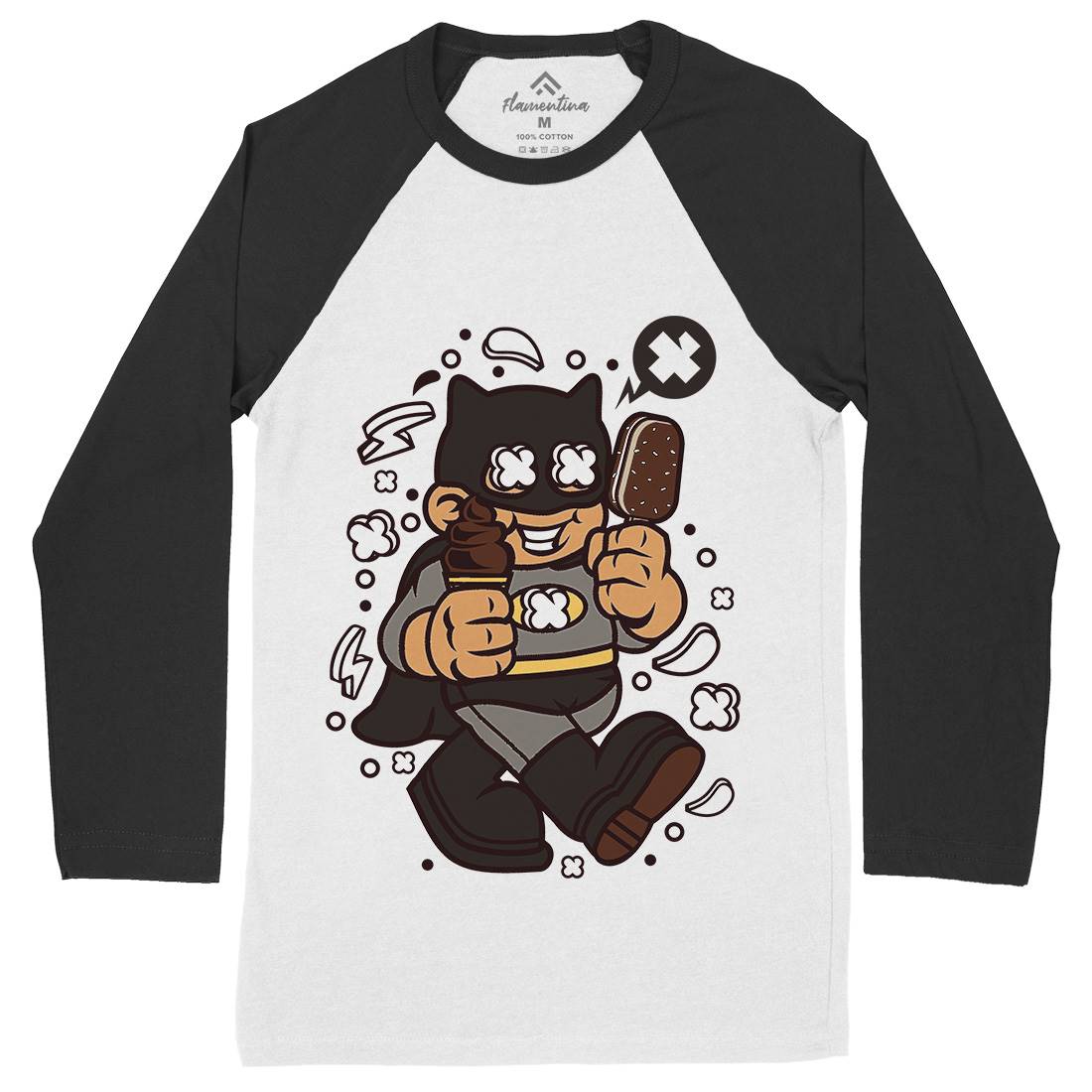 Superhero Bat Kid Mens Long Sleeve Baseball T-Shirt Geek C264