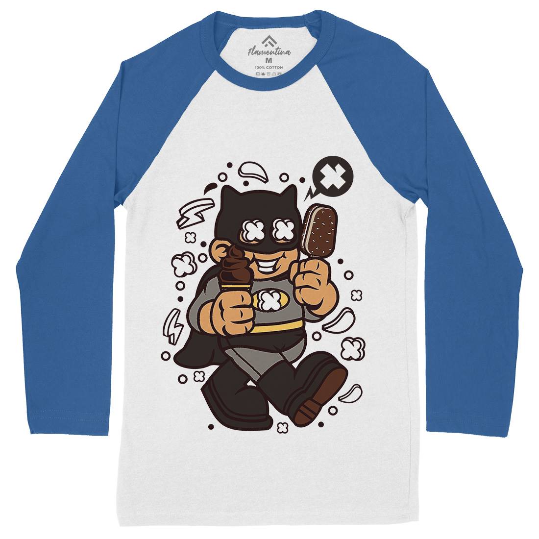 Superhero Bat Kid Mens Long Sleeve Baseball T-Shirt Geek C264