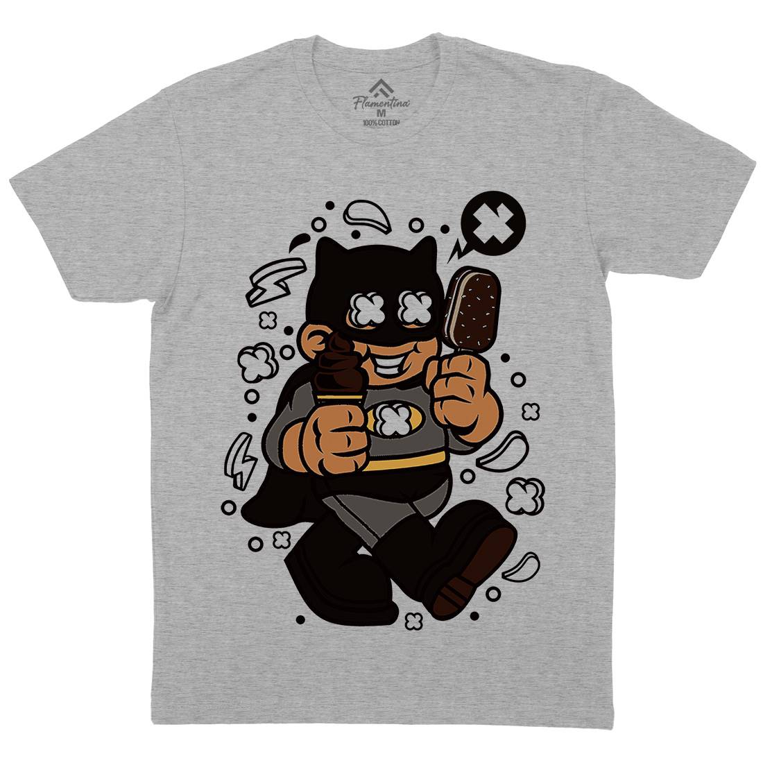 Superhero Bat Kid Mens Organic Crew Neck T-Shirt Geek C264